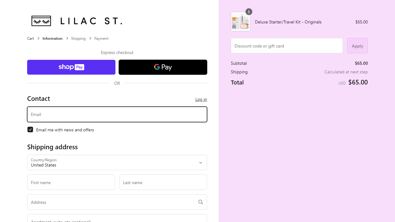 How to apply Lilac St. coupon code